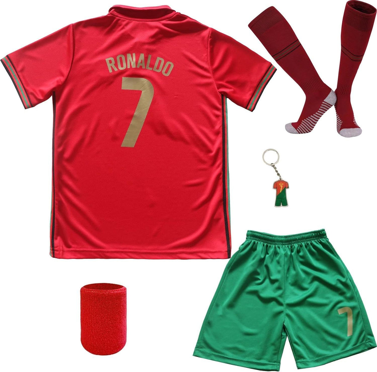 ORGBRAIN Ronaldo #7 Home Kids Soccer Football Futbol Jersey & Shorts Socks Set Youth Sizes (Home26)